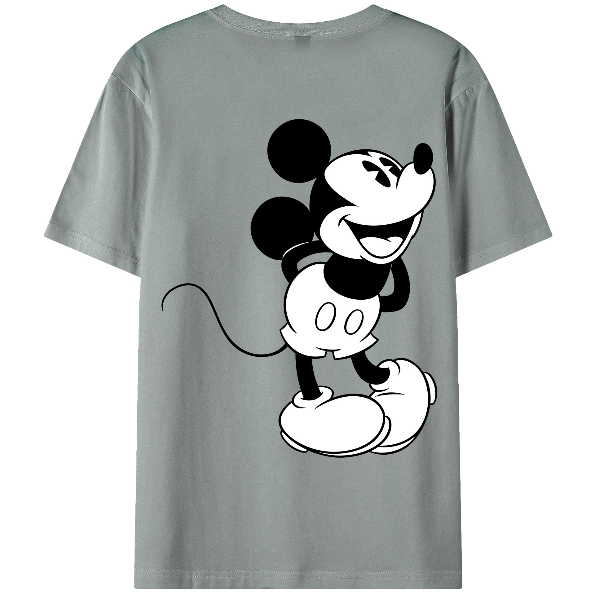 ミッキーマウス Mickey Mouse 綿100％ メンズ半袖Tシャツ（バックプリント） 通気性